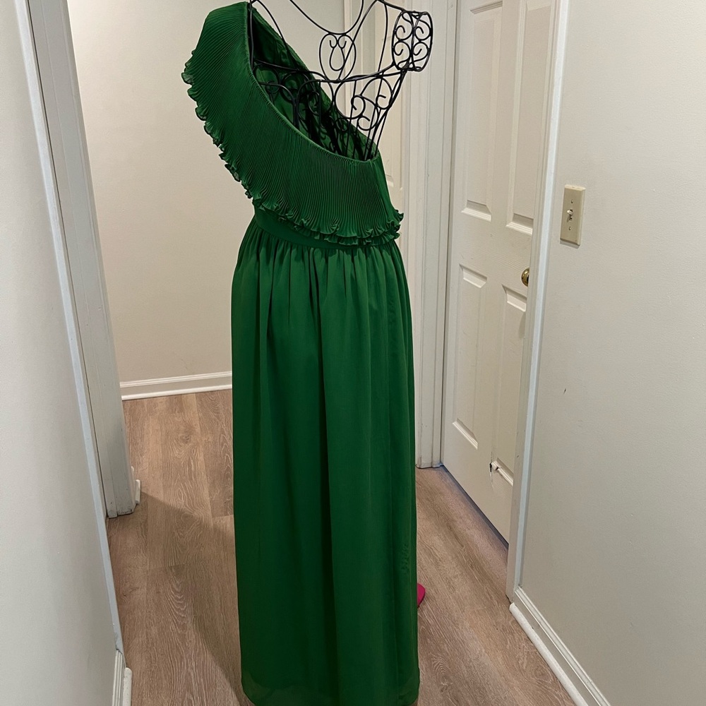 ✅🆕JUICY COUTURE Green Ruched One-Shoulder ruffle maxi dress - Picture 4 of 9